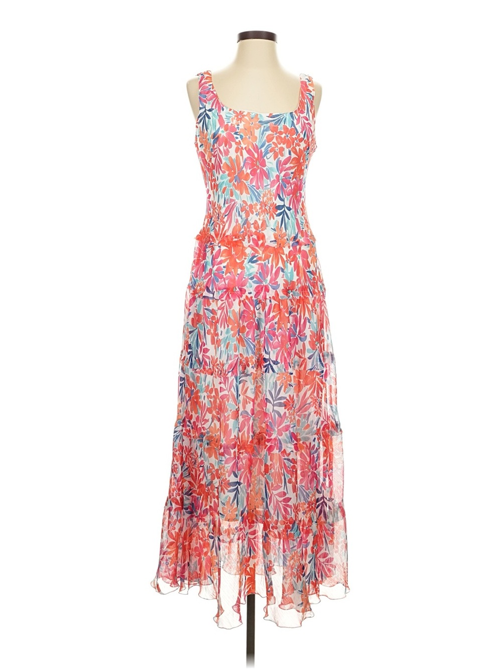 NWT MP Jones New York Coral & Pink Floral Maxi Dress